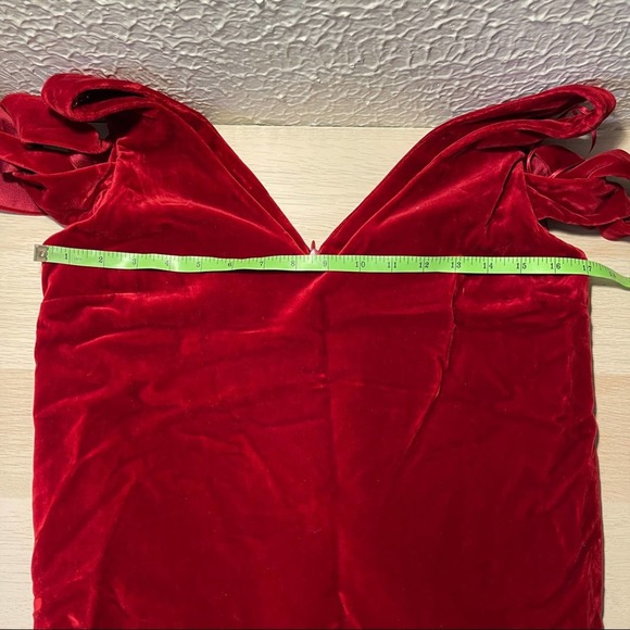 Mossimo Dutti Limited Edition Red Velvet Tie Sleeve Midi Dress NWT Women’s Sz 6 - Picture 9 of 10